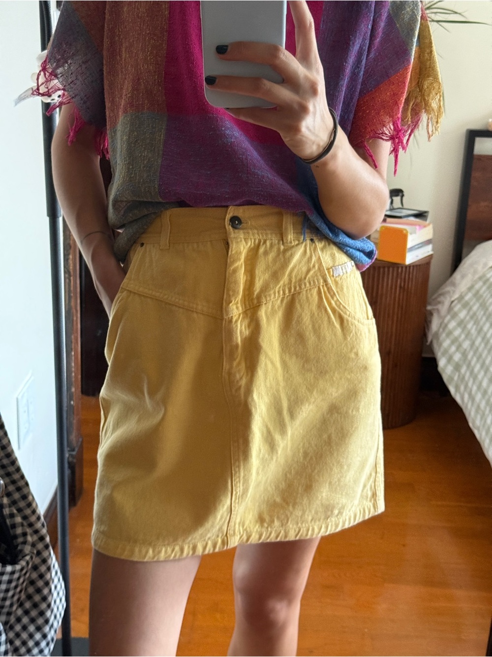 ✨ Vintage Yellow Jean Mini Skirt